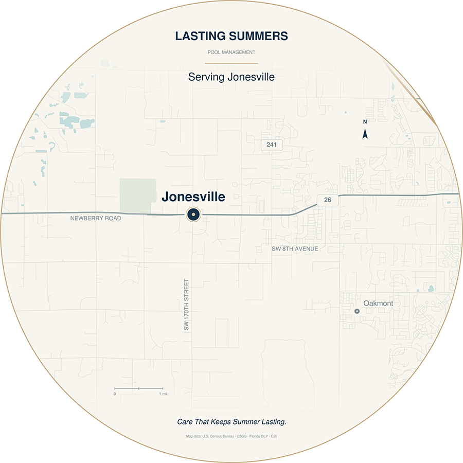 Jonesville and Town of Tioga, FL map