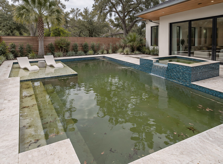 Residential Pool Before Cleaning photo