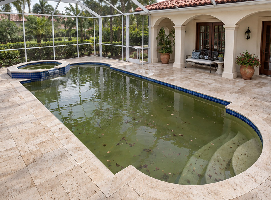 Residential Pool Before Cleaning photo