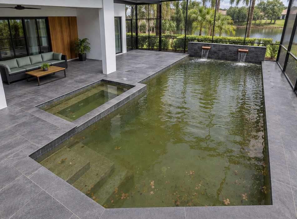 Residential Pool Before Cleaning photo